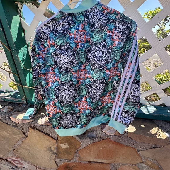 adidas Aqua, Coral & Black Floral-Print Track Jacket - Picture 3 of 3
